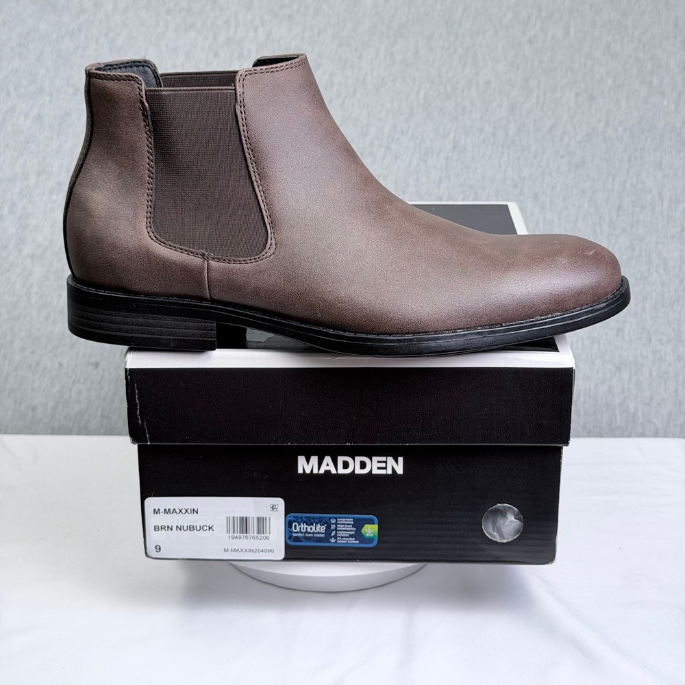 Madden M-Maxxin Mens Brown Nubuck Chelsea Boots Ortholite Insole Size 9